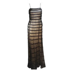 VINTAGE Circa 1930s Black Mesh Gown, Silk & Nude Slip Size 2-4