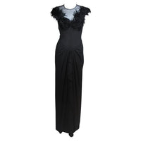 JEAN CAROL 1930s Feather Bust Gown and Sheer Bodice Size 2