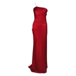 CANTU & CASTILLO Red Silk Bias Cut Asymmetrical Gown Size 2-4