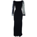 BILL BLASS Color Black Velvet Gown with Beaded Sleeves Size 6-8