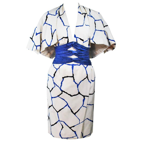 JACQUELINE DE RIBES Halter Dress w/ Snakeskin Belt Size 4-6 The Paper Bag Princess JACQUELINE DE RIBES Halter Dress w/ Snakeskin Belt Size 4-6 The Paper Bag Princess