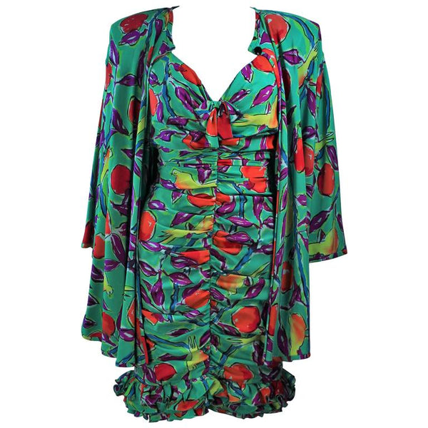 EMANUEL UNGARO Silk Cocktail Dress with Coat Size 8 The Paper Bag Princess EMANUEL UNGARO Silk Cocktail Dress with Coat Size 8 The Paper Bag Princess