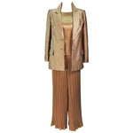 TRAVILLA Gold Metallic Silk Lame Pant Suit Ensemble Size 6