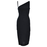 JOHN GALLIANO Black Asymmetrical Cocktail Dress Size 6