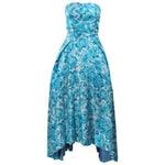 VINTAGE Circa 1950s Aqua Floral Gown, Hi-Lo Skirt Size 2-4