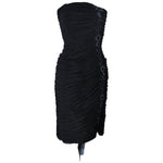 VICKY TIEL Black Stretch Mesh Beaded Cocktail Dress Size 6-8