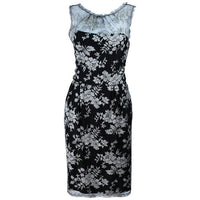 MONIQUE LHUILLER Black and Silver Lace Cocktail Dress Size 10