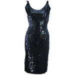 1960s hand beaded Black Sequin Cocktail Dress Size 6