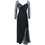 TRAVILLA Black Silk Beaded Gown with Lace Size 8