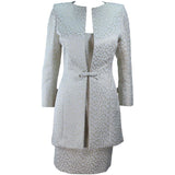 TRAVILLA 2 pc White & Gold Metallic Silk Dress & Coat Size 8