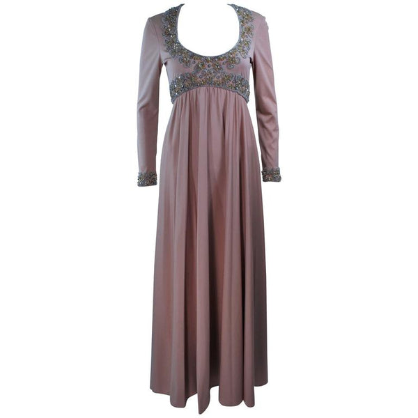 VICTORIA ROYAL Toffee Jersey Embellished Gown Size 6-8