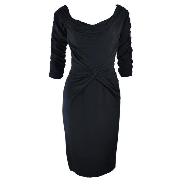 CEIL CHAPMAN Black Gathered Cocktail Dress Size 4-6 The Paper Bag Princess CEIL CHAPMAN Black Gathered Cocktail Dress Size 4-6 The Paper Bag Princess