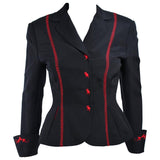 RICHARD TYLER Black and Red Fitted Jacket with Floral Pattern Size 2-4