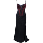 RICHARD TYLER Silk Corset Gown with Red Accents Size 12-14