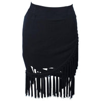 DIANE FREIS Black Chiffon Wrap Skirt with Tassels Size 4-6