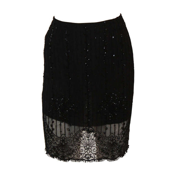 EMANUEL UNGARO Black Embellished Skirt Size Small