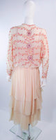 MAGGY REEVES Nude Silk Chiffon 2pc Gown with Beading Size 4
