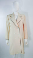 YVES SAINT LAURENT 1980s Ivory Wool Tuxedo Dress Size 38-40