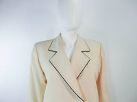 YVES SAINT LAURENT 1980s Ivory Wool Tuxedo Dress Size 38-40
