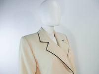 YVES SAINT LAURENT 1980s Ivory Wool Tuxedo Dress Size 38-40