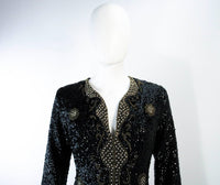VINTAGE Circa 1960s Black & Gold Sequin Dress Size Medium