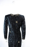 VINTAGE Circa 1960s Black & Gold Sequin Dress Size Medium