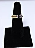 DIAMOND 14 Karat Gold Ring with White and Yellow Round Cut Bezel Size 6 1/2