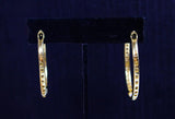 DIAMOND Stones with 18 Karat Yellow Gold Hoop Earrings