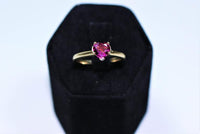 PINK Tourmaline 14 Karat Gold Heart Ring Size 5 1/2