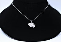 DIAMOND Double Heart Pendant 18 Karat White Gold Necklace