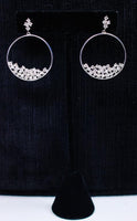 DIAMOND Cluster Hoop 18 Karat White Gold Dangle Earrings