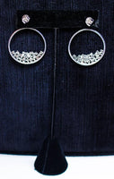 DIAMOND Cluster Hoop 18 Karat White Gold Dangle Earrings