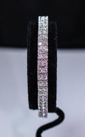 DIAMOND with 14 Karat White Gold Double Layer Round Cut Tennis Bracelet