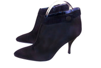 PHILIPPE MODEL Black Satin Ankle Boot with Suede Trim Size 7 1/2