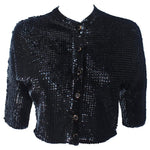 VINTAGE Circa 1960s Black Wool Sequin Cardigan Size 4