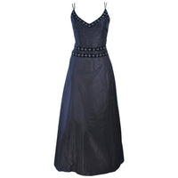 BADLEY MISCHKA Black Satin Beaded Gown Size 4