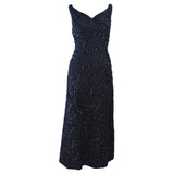 VINTAGE Circa 1960s Black Sequin Lace Gown Size 10
