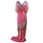 VICTORIAN Vintage Pink Silk Beaded Gown Size 2-4