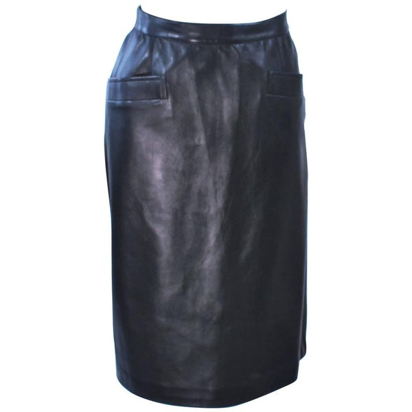 Leather pencil skirt in black - Saint Laurent