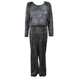 MISSONI Black & Gold Floral Metallic Knit Pant Set Size Size 46