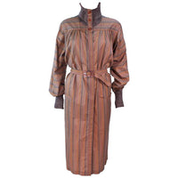 MISSONI Khaki Striped Coat with Knit Trim Size 10