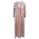 VINTAGE Circa 1950s Peach Lace Gown and Coat Size 8-10