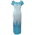 VINTAGE Circa 1950s Aqua Sequin Cocktail Gown Size 8-10