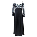 DONNA KARAN Black Lace Beaded Wool Gown Size 4-6