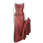 ELIZABETH FILLMORE Bronze Lace & Satin Gown, Coat Size 10