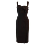 PIERRE BALMAIN Couture Black Linen Dress with Bow Accent