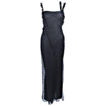 JOHN GALLIANO Black Silk Eyelet Lace Bias Gown Size 6