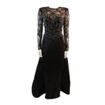 VICKY TIEL Embellished Lace Gown Size 38