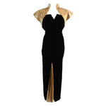 VICKY TIEL Black Velvet and Gold Cleopatra Gown with Bolero