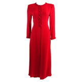 OSCAR DE LA RENTA Kaftan Inspired Red Silk 2 pc Pant Suit